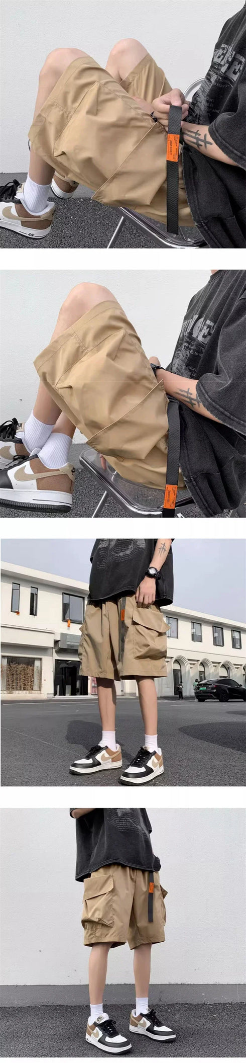Summer Men's Functional Cargo Shorts Multi-Pocket Baggy Gym Shorts Streetwear Bermuda