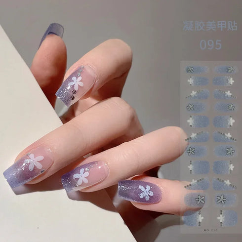 Waterproof Long Lasting Gel Nail Art Stickers for Stunning Full Cover Manicures - 9 Piece Set of Baking-Free Solid Color Decals