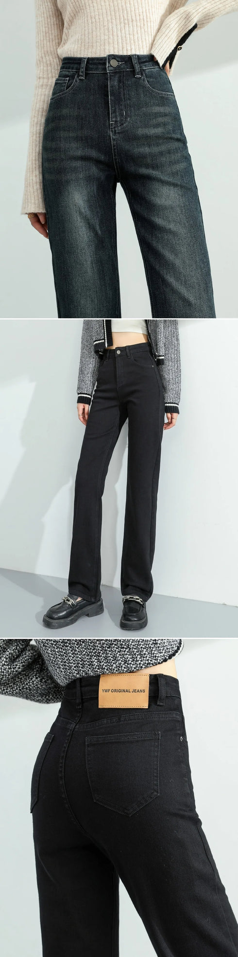 Vintage Y2K High Waist Straight Leg Denim Jeans for Women's Fall Outfits - Soft Cotton Elastic Full Length Streetwear Pants