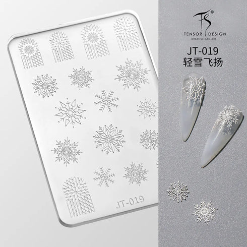 3D Relief Snowflake Sweater Carving Mold for Nail Art - Santa Claus and Elk Christmas Manicure DIY Template with Storage Box and Scraper