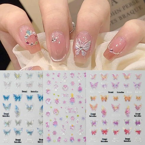 Adorable Pink Christmas Nail Art Stickers with Shiny Shells, Cute Snowflakes, Stars, and Wreaths - 5D Embossed Nail Decorations for Festive Nail Designs