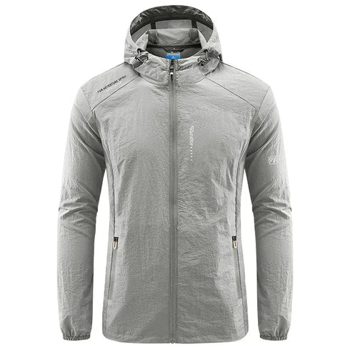 Lightweight Summer Outdoor Windbreaker Jacket for Men - Quick Dry, Sun-Protective, Ideal for Hiking, Fishing, Cycling, and Gym Activities with Hooded Design