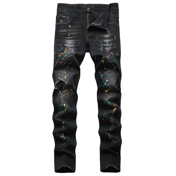 Men's Casual Jeans Y2K Punk Long Trousers Slim Fit Fashion