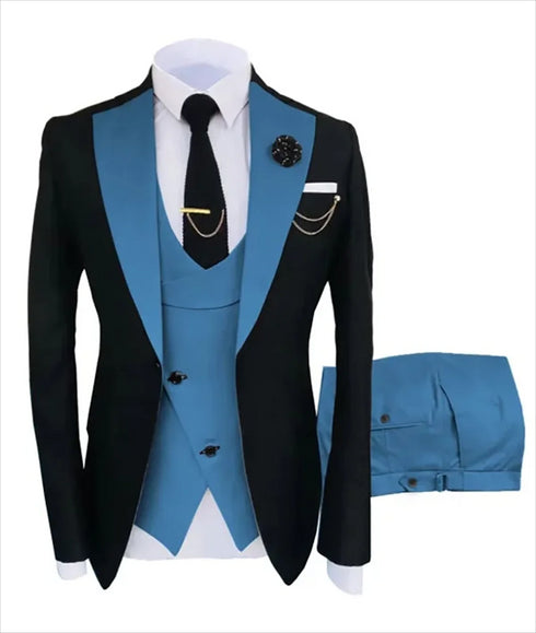 Slim Fit Men's Tuxedo Suit Set for Formal Weddings and Business Events
