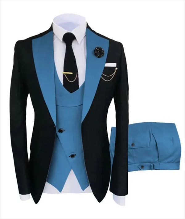 Slim Fit Men's Tuxedo Suit Set for Formal Weddings and Business Events