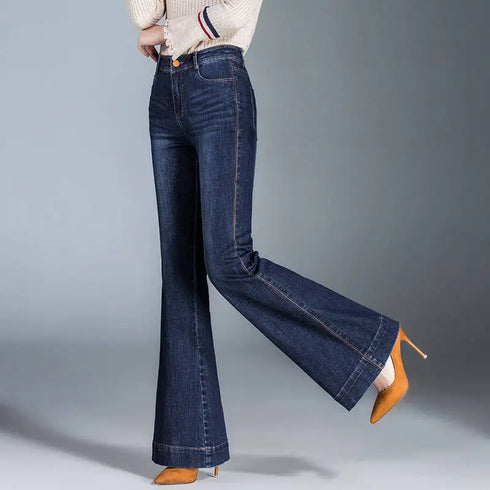 Autumn Winter Women’s Wide Leg Flare Jeans – High Waist Denim Trousers for Casual Fall Outfits and Styling Ideas