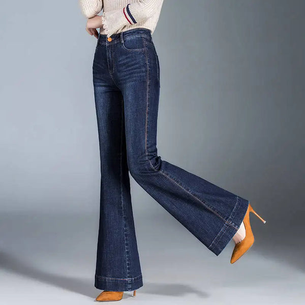 Autumn Winter Women’s Wide Leg Flare Jeans – High Waist Denim Trousers for Casual Fall Outfits and Styling Ideas