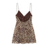 TRAF Women's Vacation Style Printed Silk Mesh V Neck Halter Mini Dress