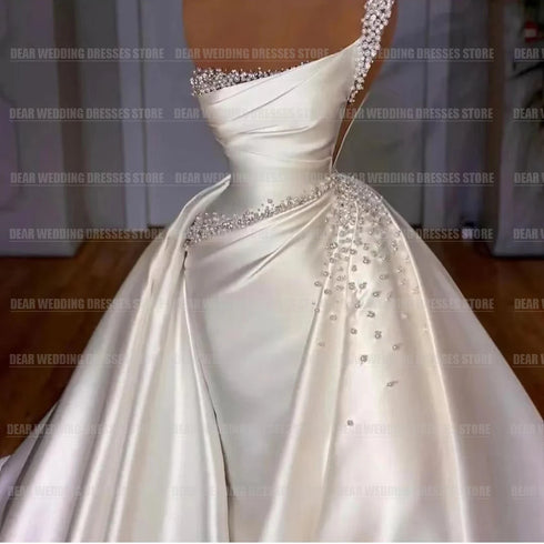 Luxury Detachable Train Mermaid Wedding Dresses For Woman