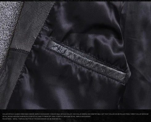 Vintage Genuine Leather Biker Jacket for Men – Slim Fit Cowhide Motorcycle Outerwear with Pockets and Embroidery Details for All Seasons