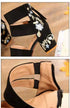 Embroidered Vintage Mid Heel Summer Sandals For Women