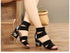 Embroidered Vintage Mid Heel Summer Sandals For Women