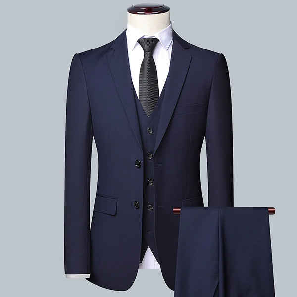 Stylish Men's Wedding Suit Set: Elegant Vest, Trousers & Jacket for Grooms and Best Men - Perfect for All Seasons and Smart Casual Occasions