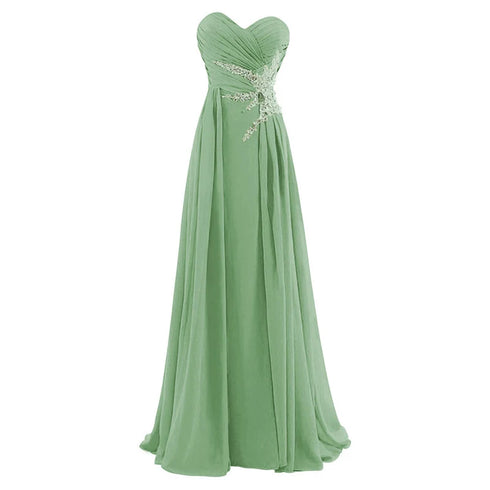 Strapless A-Line Chiffon Bridesmaid Dress With Beading Crystals and Pleats Corset Back