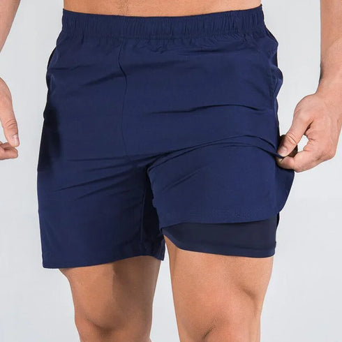 Men's Summer Gym Fitness Double-Decker 2 in 1 Shorts Sports Running Basketball Jogger Bottoms