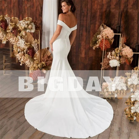 Charming Off The Shoulder Mermaid Bridal Gown with Open Back and Sweep Train