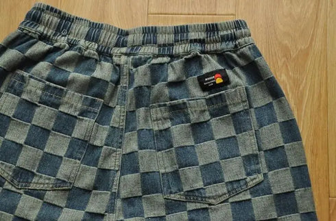 Graphic Plaid Shorts for Men Drawstring Designer Summer Cotton Stylish Thin