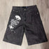 Gothic Trend Rhinestone Pocket Denim Shorts for Men