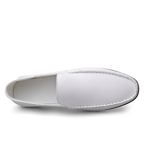 Luxury Genuine Leather Men's Casual Slip-On Loafers, Italian Moccasins, Breathable and Comfortable Boat Shoes in Plus Sizes 46 and 47