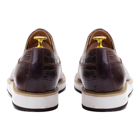 Genuine Leather Snake Pattern Casual Lace-Up Shoes for Men