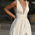Customized Simple A-Line Wedding Dress With Pocket Satin Elegance
