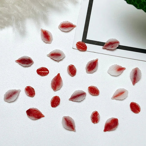50pcs 3D Kawaii Colorful Leaf Nail Art Charms - Mixed Resin Nail Decorations and Acrylic Rhinestones for DIY Manicure Accessories and Press-On Nails