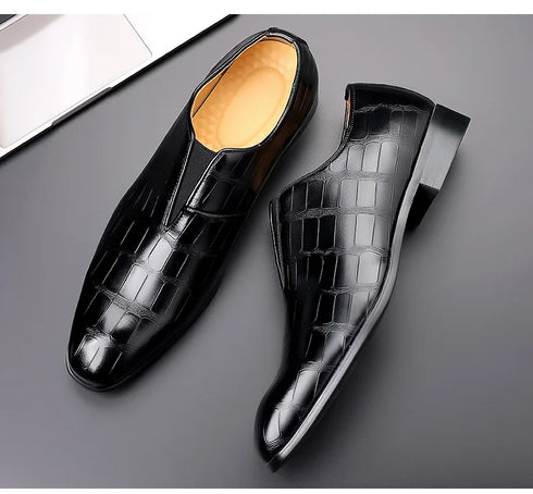 Comfortable Breathable Business Men's Loafers - Classic Low-Cut PU Leather Oxfords with Square Toe for Casual and Formal Occasions