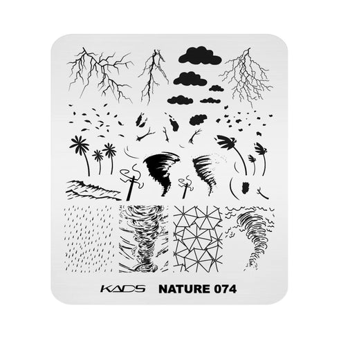 Nature-Inspired Nail Art Stamping Plate - Stainless Steel DIY Manicure Tool with Leaf and Umbrella Patterns for Stunning Nail Designs