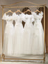 Backless A-Line Bridesmaid Dress With Puff Flower Appliques And Tulle Ankle-Length