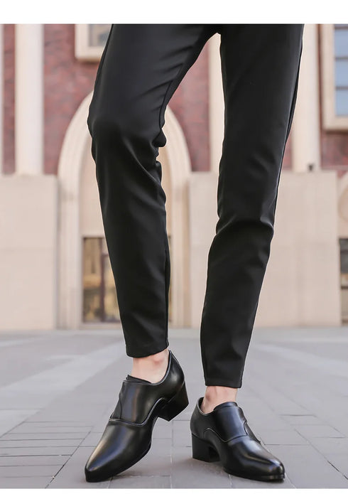 Leather Men Dress Shoes Elevator Business Oxford Footwear for Wedding and Office
