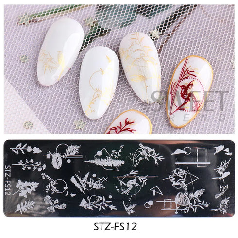 Winter Wonderland Nail Art Stamping Plate with Snowflake, Butterfly, and Rose Leaf Designs - Perfect for DIY Christmas Nail Polish Printing Template Tool