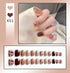 24Pcs Cute Bow Short Coffin Press On Nails - Artificial Full Cover Acrylic Nail Tips for Fall Season Nail Art Decor with Seamless Removable Designs