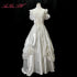 Vintage Lace Wedding Dress Ball Gown With Beading And Pearls Boat Neck Floral Embellishments