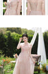 Off Shoulder Bridesmaid Dress Elegant Bubble Sleeve Floral Print Aline Gown For Party