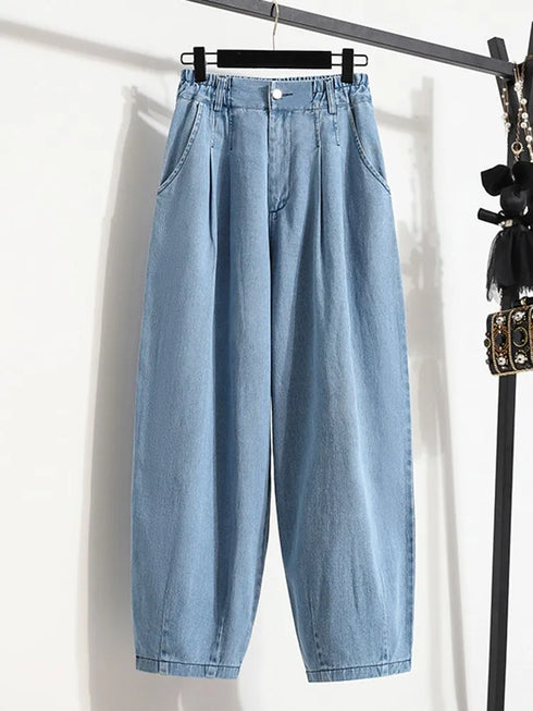 Women Casual Jeans Korean Style Streetwear Loose High Waist Denim Pants