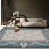 Classical Elegant Blue Rug for Retro Living Room and Bedroom Carpet Decoration