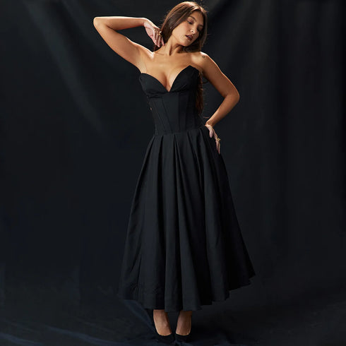 Suninheart Summer Strapless Fit and Flare Party Dress