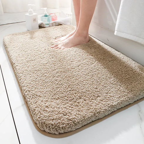 Super Thick Fluff Fiber Bath Mat Comfortable Soft Non-Slip Absorbent Rug Shower Room Doormat