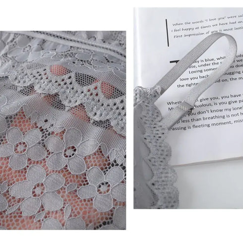 Luxe Lace Wireless Bralette for Women - Elegant Backless Camisole Crop Top Underwear with Floral Hollow Out Design, Perfect for Summer and Going Out