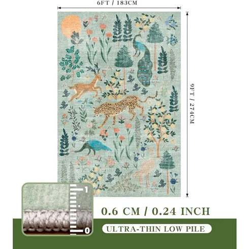 Jungle Animal Area Rug Non Slip Machine Washable Floor Mat for Living Room and Bedroom Decor