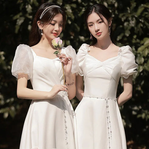 Bridesmaid Dress Floor Length Jersey Gown With Ruched Bow Sweetheart Neckline For Wedding Party Dress