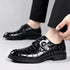 Formal Men's Loafers Handmade Leather Casual Footwear Driving Shoes with Metal Buckle