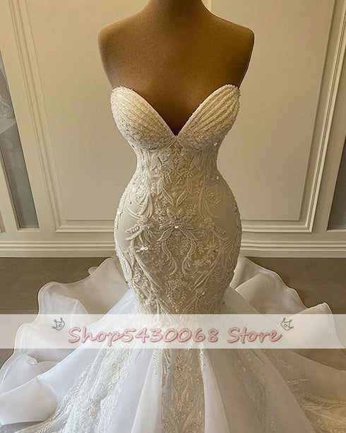 Sexy Sweetheart Mermaid Wedding Dresses Luxury Beaded Gowns