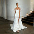 Chic White Satin Mermaid Wedding Dresses with Long Train