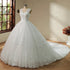 Sweetheart Lace Applique Ball Gown Wedding Dress with Long Train
