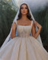 Customized Square Collar Ball Gown Wedding Dresses Pearls