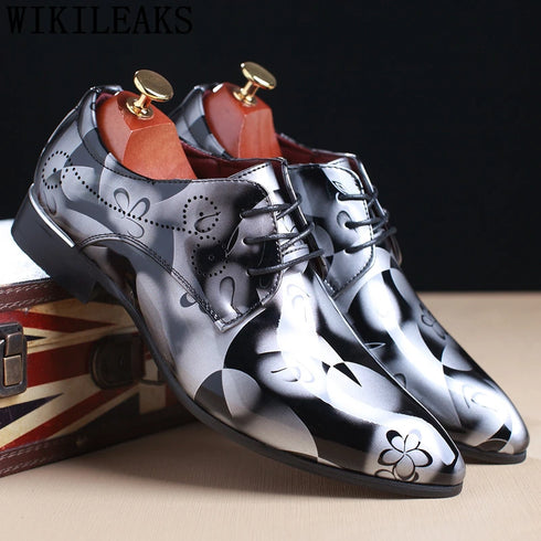 Luxury Floral Pattern Men's Oxford Dress Shoes - Formal Wedding Fashion
