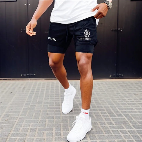 2-in-1 Breathable Sports Shorts for Men - Quick Dry Casual Jogging & Gym Workout Gear