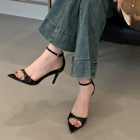Pointed Toe Ankle Strap Gladiator Heels For Women Sandal