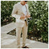 Chic Linen Suits for Men Casual Flat Front Single Breasted Blazer and Pants Outfit